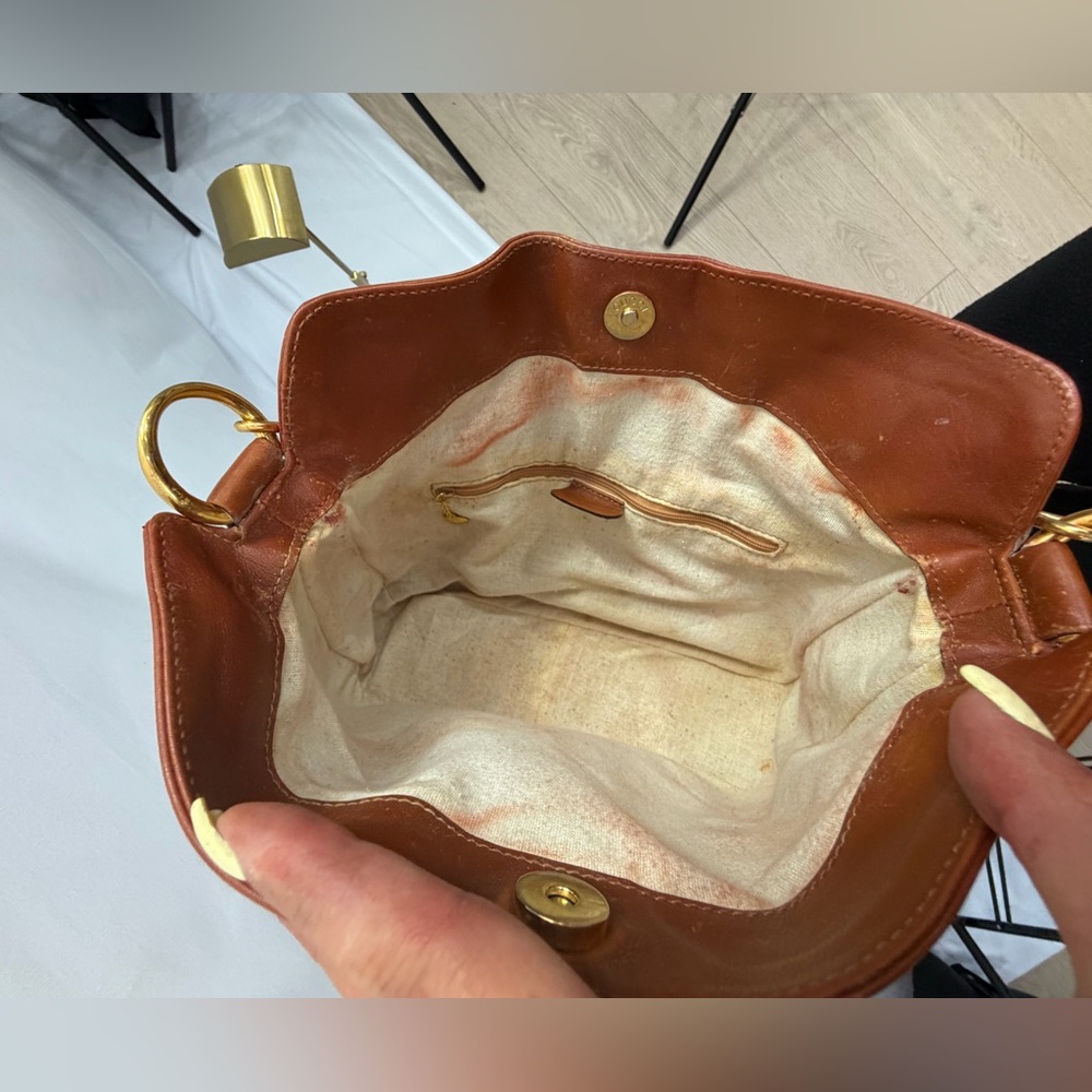Vintage Gucci Bamboo Handle Cognac Leather Hobo Shoulder Bag - Picture 10 of 13